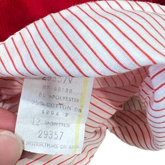 Vintage Zoo Animals Elephant Pinafore Corduroy Dress 12 Months Baby Girls Red - Picture 9 of 10